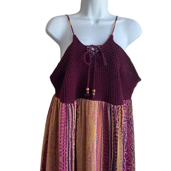 Xhilaration Women Boho Maxi Sundress Dress L Vibrant Smock Back Festival Beachy - Picture 9 of 14